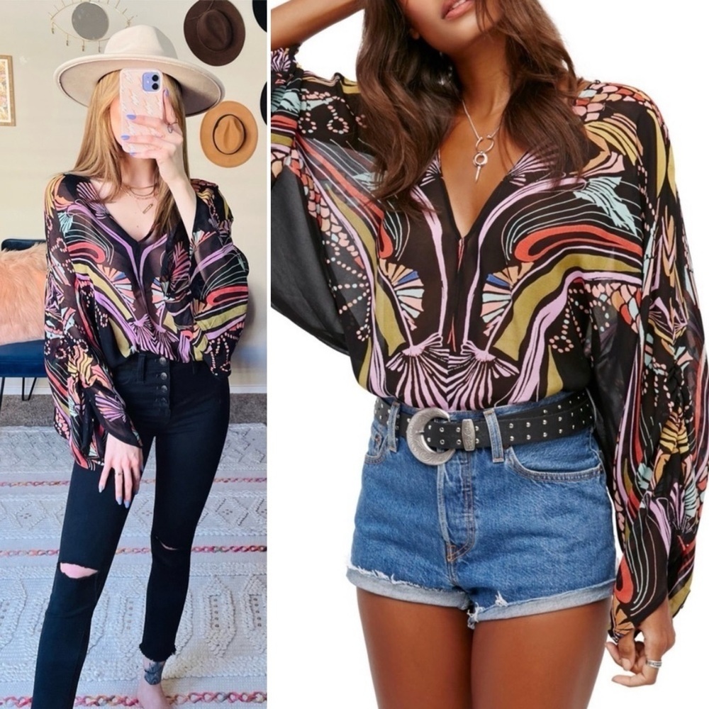 Free People Beneath the Sea Long Sleeve Top
